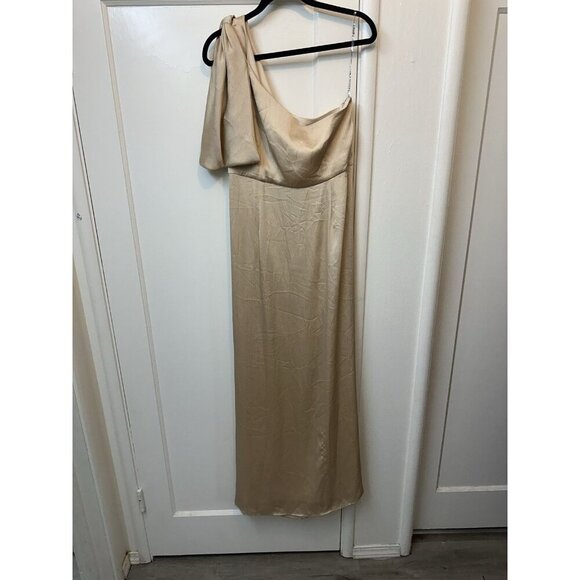 Sachin & Babi Chelsea Crinkle Satin One-Shoulder Gown 18W NWTs $185 Champagne - Picture 9 of 11